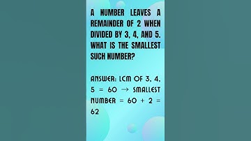 A number leaves a remainder of 2 when divided by 3, 4, and 5. What is the smallest such number?