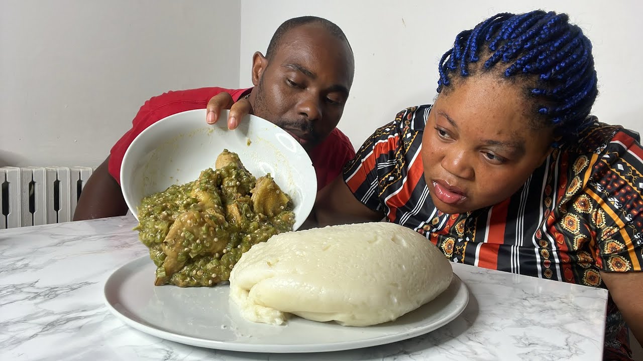 White Okra Soup And Fufu
