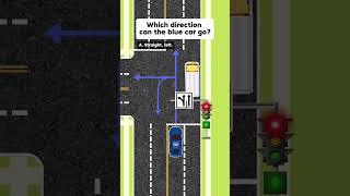 Which direction can the blue car go? #quiz #dmvdrivingtest #dmvtest #dmvwrittentest screenshot 2