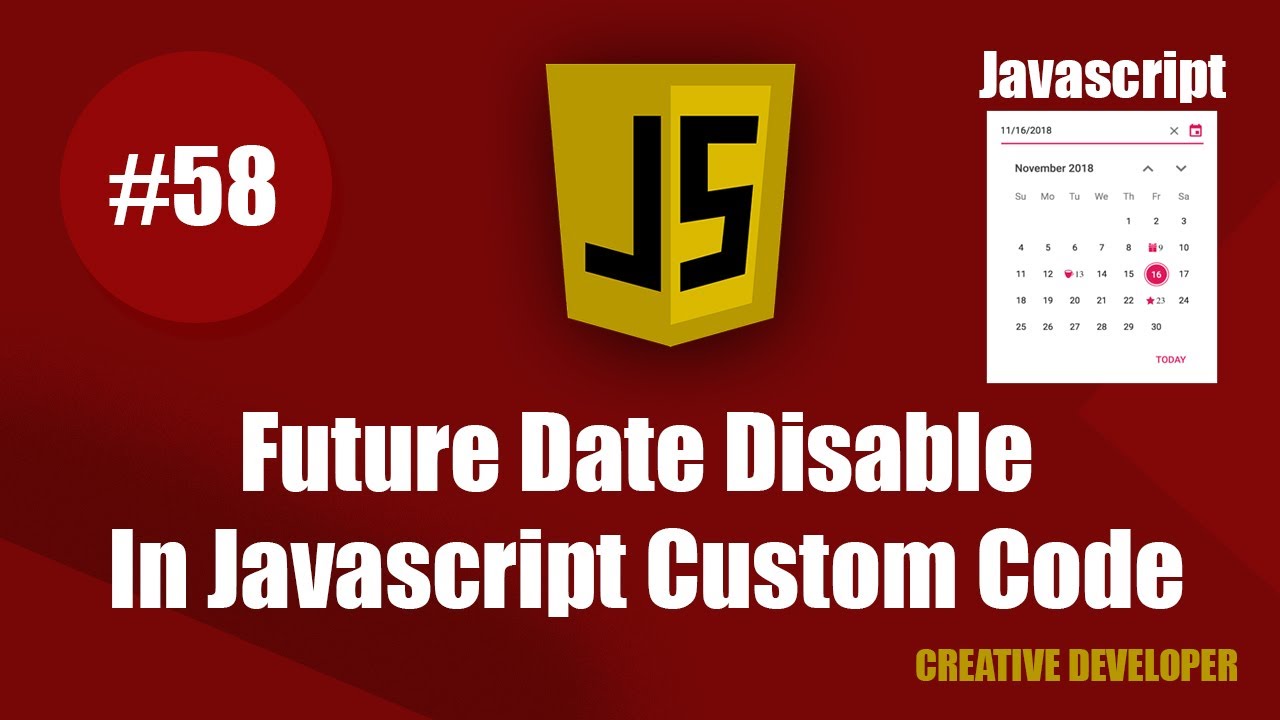 html disabled  New  Future Date Disable In Javascript || HTML Datepicker Future Date Disable || Javascript Tutorial