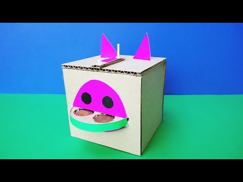 Interesting piggy bank with a secret from cardboard experiment - YouTube