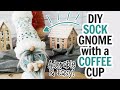 Sock Gnome with a Coffee Cup in Clay