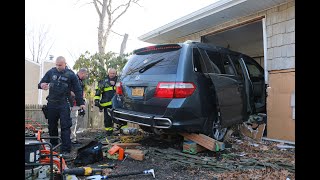 DRIVER CRASHES INTO HOUSE IN RONKONKOMA NY