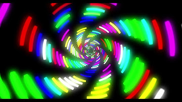 Colorful rainbow circle spiral tunnel video party loop visual background