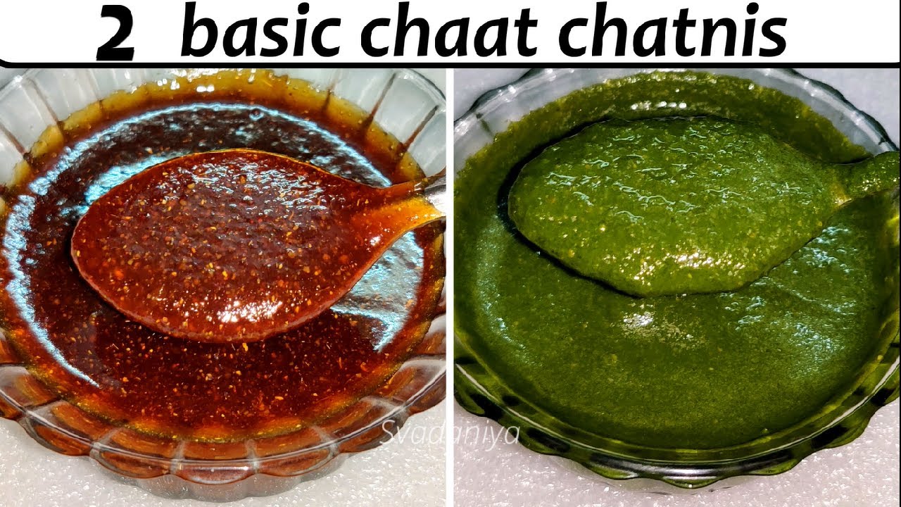 2 chutney for chaat recipes - Pani Puri, Bhel, Sev Puri | Green and Tamarind chutney | Svadaniya