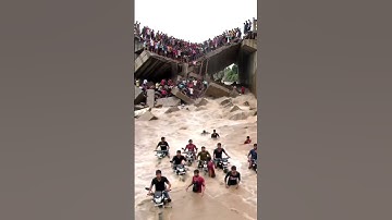 Moment the Bridge Almost Swept Away by Heavy Floods! #viral #shorts