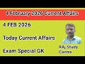 4 February 2026 Current Affairs | 4 फरवरी 2026 करेंट अफेयर्स
