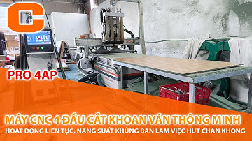 Máy CNC 4 Đầu Cắt Khoan Ván Thông Minh Làm Việc Liên Tục - Máy CNC 4 Đầu Bàn Hút Chân Không