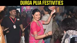 Sushmita Sen Performs Dhunuchi Dance In Pink Saree At Durga Puja Pandal In Bandra