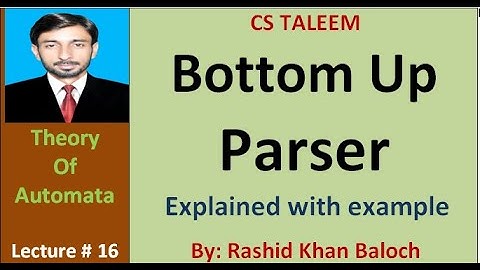 lec-16: Bottom Up Parser with example in Urdu / Hindi | TOC |Rashid Khan | CS Taleem