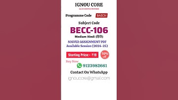 BECC 106 Solved Assignment PDF 2024-25 in Hindi, BAECH program BECC-106 Solved assignments