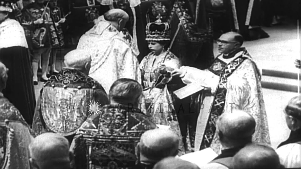Elizabeth II crowned as the Queen of England in London. HD Stock