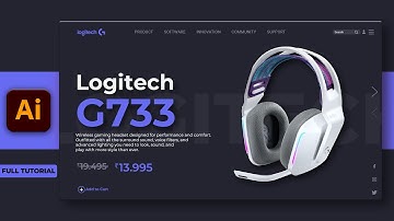 Illustrator CC Tutorial | Graphic Design | Logitech Headphone Landing Page UI/UX Design .