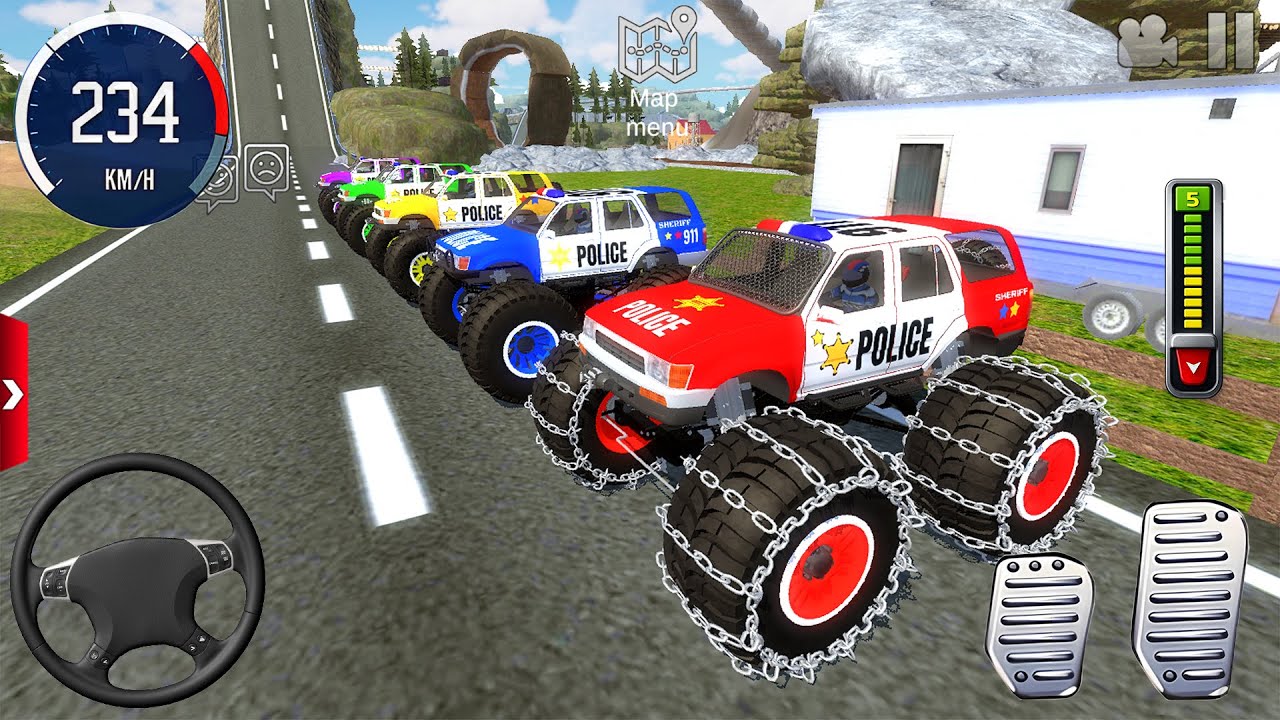 Juegos De Carros - 4x4 Police  Monster Truck Stunts Driver Simulator 3D - Android / IOS GamePlay #1