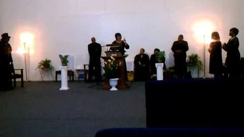 Evangelist Terri Byrd speaking on Sunday Morning P