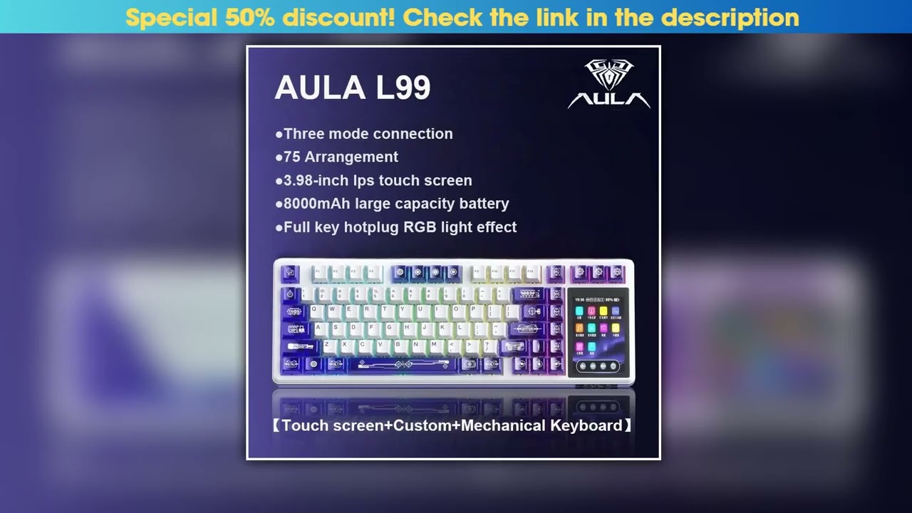 AULA L99 Intelligent Screen Mechanical Keyboard Bluetooth Wireless Trimode Night Gaming Laptop