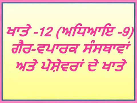 ਖਾਤੇ -12 (ਅਧਿਆਇ -9) ਗੈਰ-ਵਪਾਰਕ ਸੰਸਥਾਵਾਂ ਅਤੇ ਪੇਸ਼ੇਵਰਾਂ ਦੇ ਖਾਤੇ