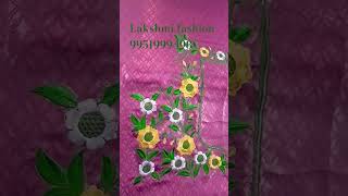 Beautiful Flower Design Different Neck Computer Embroidery Janu