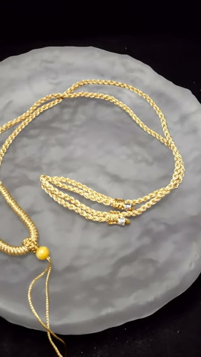 Kalung Tali Liontin Rajut Gold Tiger Eye Bandu Flexible 2.5mm J137