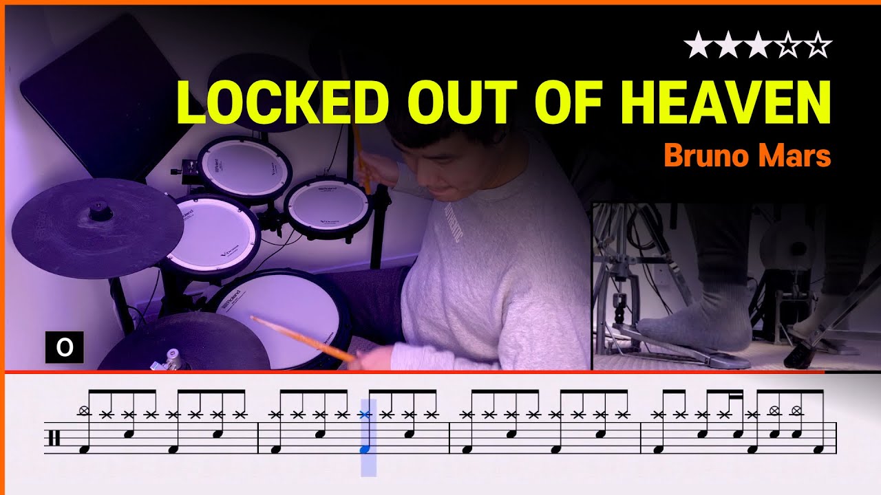 [Lv.08] Bruno Mars - Locked Out Of Heaven (★★★☆☆) Pop Drum Cover with Sheet Music