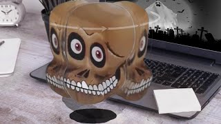 💀. Le crâne flottant se tourne pour vous regarder. Fichier imprimable gratuit sur la description. screenshot 3