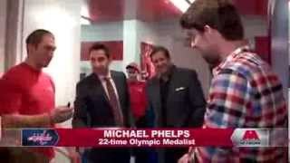 Michael Phelps gets Capitals jersey from Alex Ovechkin