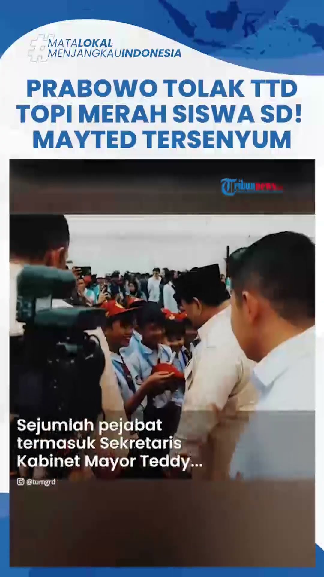 Viral Aksi Prabowo Tolak Tanda Tangani Topi SD Berwarna Merah, Mayor Teddy Sampai Tersenyum