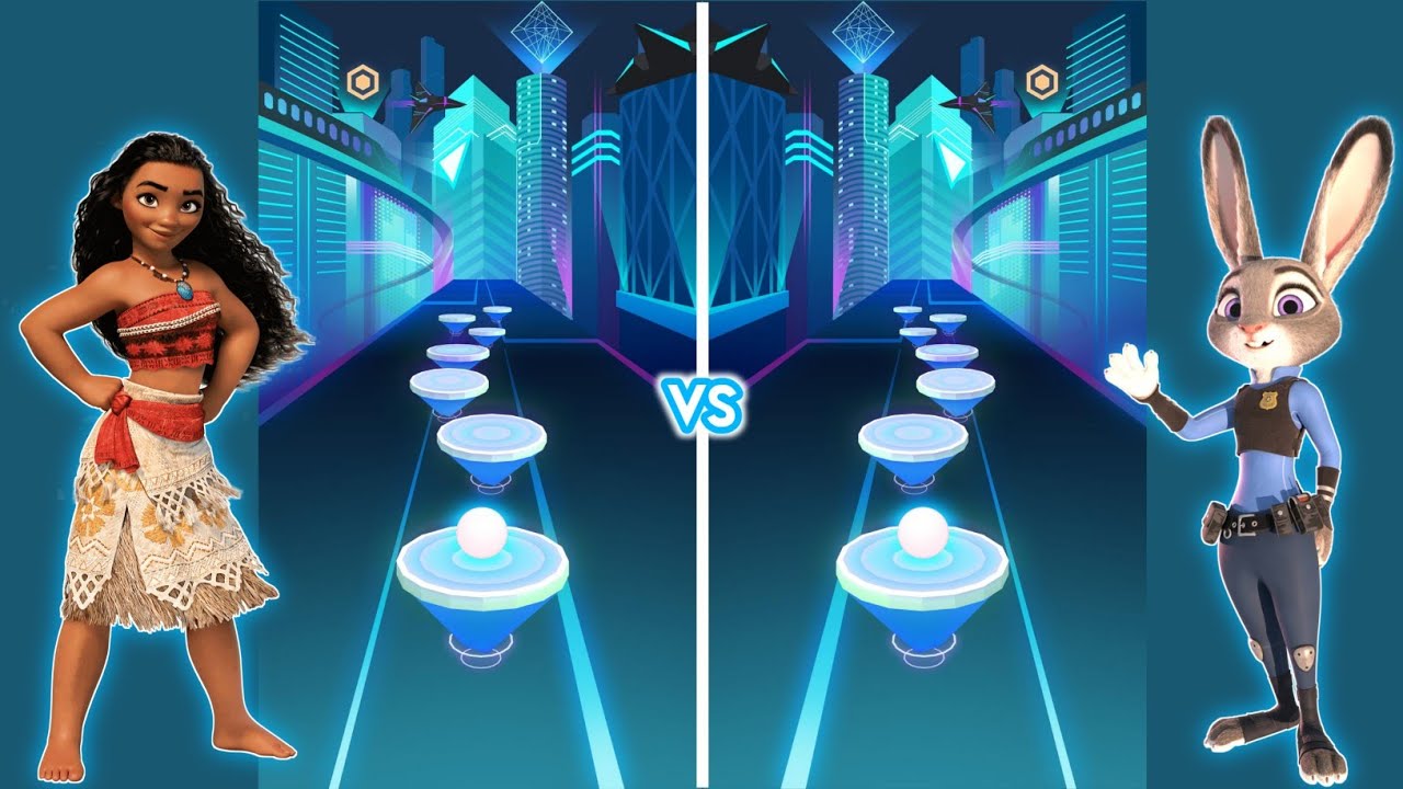 Moana Vs Zootopia - Rush Tiles Magic hop