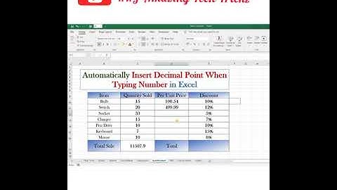 How Insert Decimal point Automatically in Excel #shorts #decimal #exceltutorials