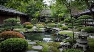 Japanese Garden Pond Bridge Loop 4K - no copyright