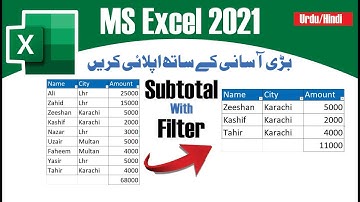How to Apply Subtotal Formula with Filter Urdu Hindi | Subtotal Function in Excel | Excel Tips