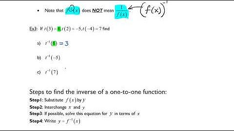 Inverse Functions Part 3 Definitions and Steps