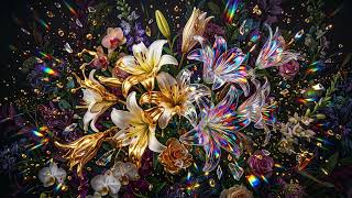 Golden & Holographic Lily Garden 4K | 6 Hours Luxury Floral Art  TV Wallpaper