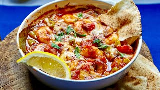 Baked prawns with vegetables and cheese, Karides Güveç