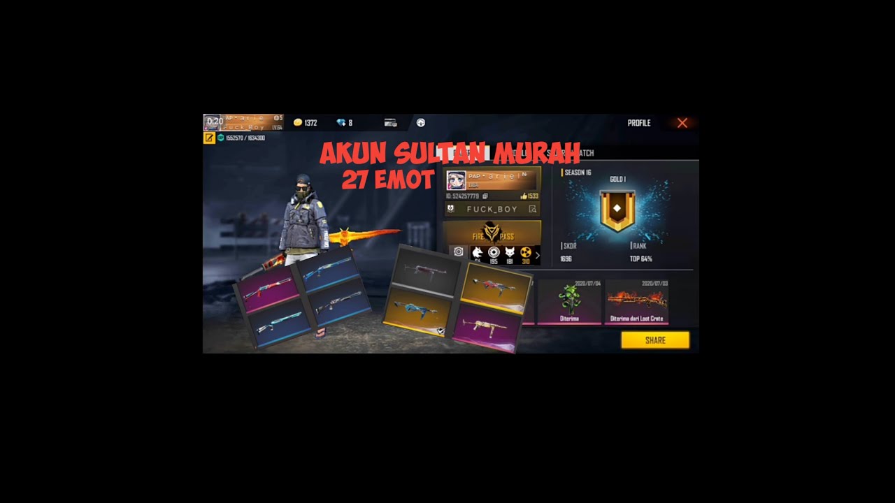 Jual Akun Ff Sultan Murah Terpercaya 2020 Youtube