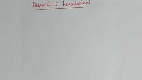 Decimal to Hexadecimal Conversion in Tamil