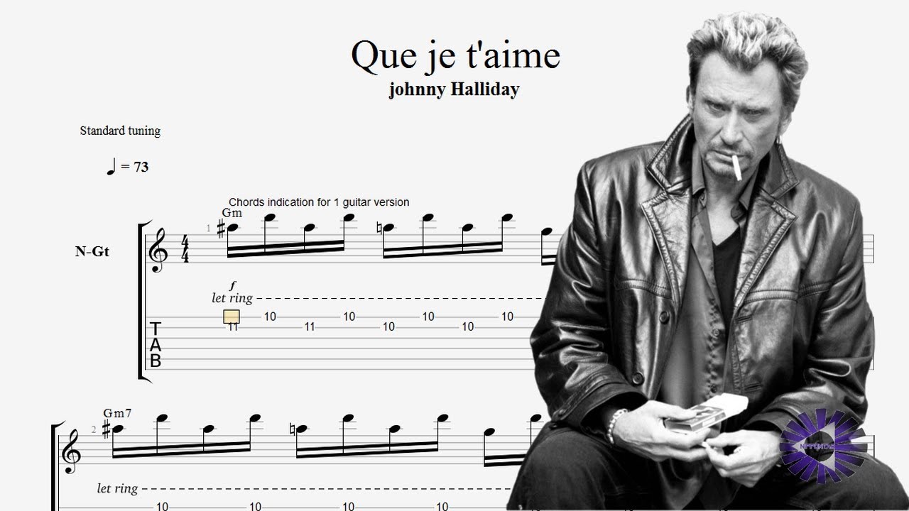 Guitare】Que je t'aime - Guitar tablature & chords & tutorial tab譜〚Johnny  Hallyday〛 by NipponTAB - YouTube