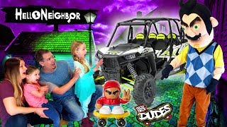 Hello Neighbor in Real Life! Tech Deck Dudes Scateboard Toy Scavenger Hunt at Our Toy Hotel!!!