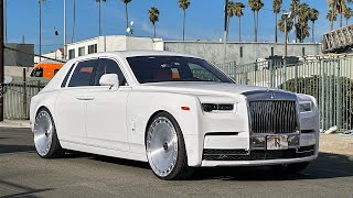 White & Orange Rolls Royce Phantom on 26' RDB Wheels, Last Ferrari F8?