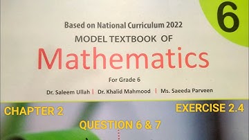 Class 6 NBF Book Maths Chapter 2 Exercise 2.4 Question No 6
