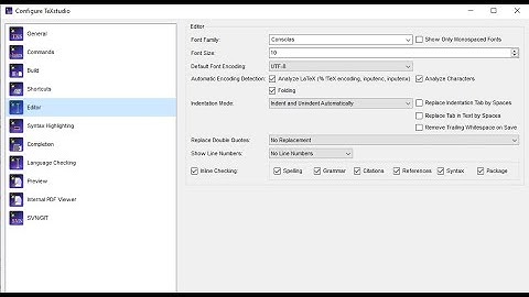 Configuring TeXstudio | Configuring the editor | utf-8 | latex