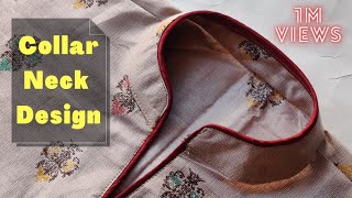 Collar Kurti Front Neck Design Cutting and Stitching || Collar Neck Design