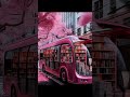 A Futuristic Pink Library Bus Filled with Colorful Books #DreamRideAi