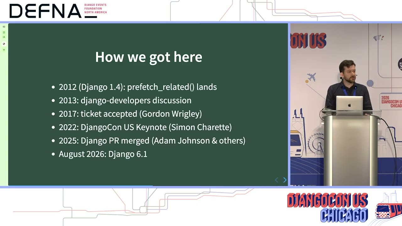 Thumbnail for video: Auto-prefetching with model field fetch modes in Django 6.1 with Jacob Walls