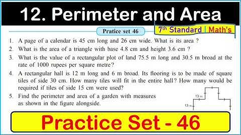 Practice set 46 class 7 math | Practice set 46 Class 7th Maths Perimeter and Area Maharashtra  Board