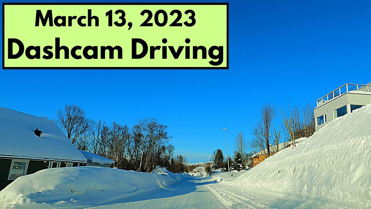 Dashcam driving in Tromsø, Norway. March 13, 2023.