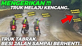 LIVE., VIDEO MENGERIKAN !!! Melaju Dengan Kenceng, Truk Tabrak Besi Pembatas Jalan Hingga Berhenti