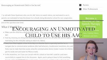 Encouraging an Unmotivated Child to Use his AAC