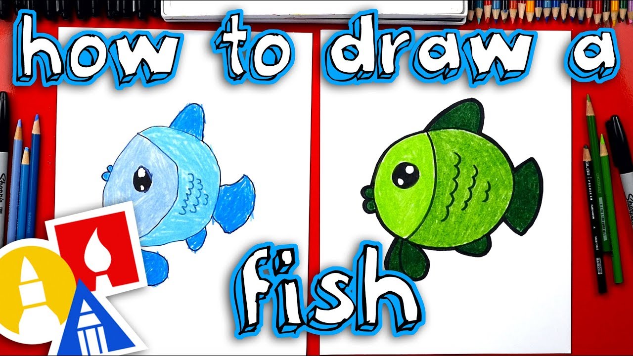 How To- Simple Fish Drawing for kids Tutorial