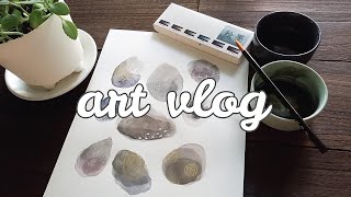【art vlog】Japanese ink painting/BOKUUNDOU e-sumi/TUNER acryl gouache/abstract painting/ブログ/墨汁/絵墨